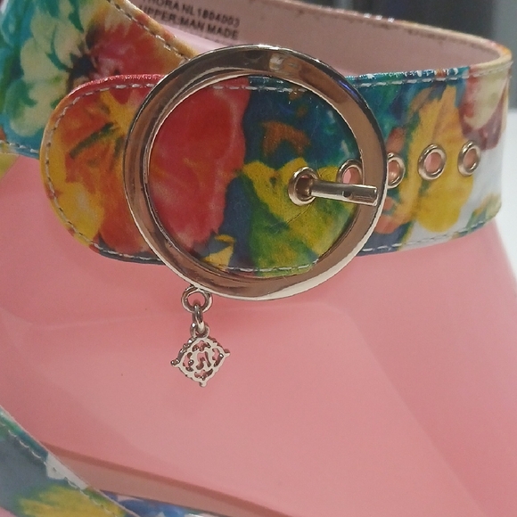 Nanette Lepore Floral Block Heel Sandals Sz 8.5M Gentle Used - Picture 3 of 9